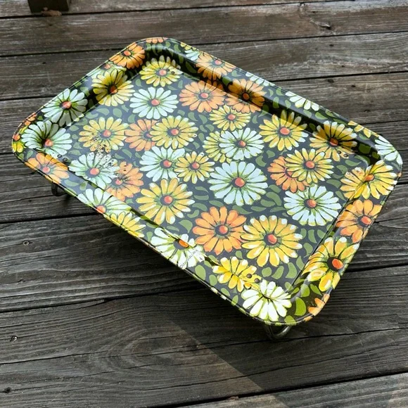 Vintage Marsh Allen Daisy Floral TV Tray